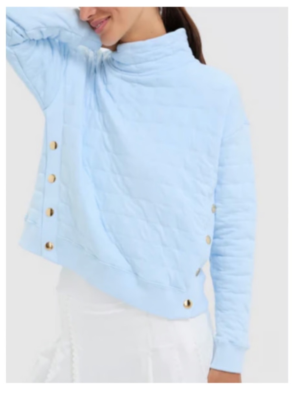 Tuckernuck Pale Blue Quilted Snap-Trim Funnel Pullover